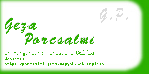 geza porcsalmi business card